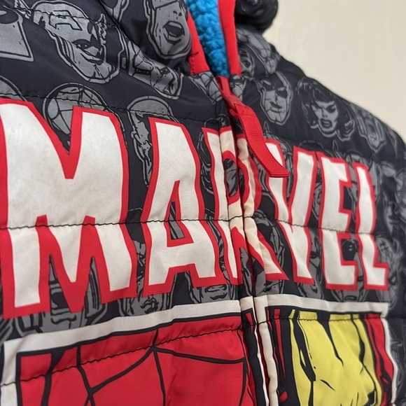 Marvel Comic Avengers Boys Toddler Kids Reversible Coat Jacket 3T Puffer Sherpa - Picture 4 of 10